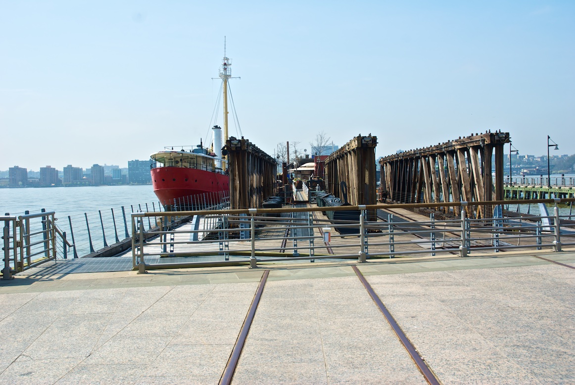 Pier 66 with Frying Pan, John J. Harvey, and railroad tracks